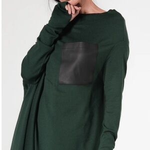 Dark Green Sweater with Black Pocket